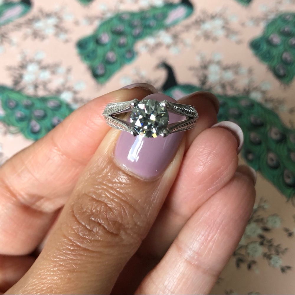 Custom Gray Moissanite Engagement Ring
